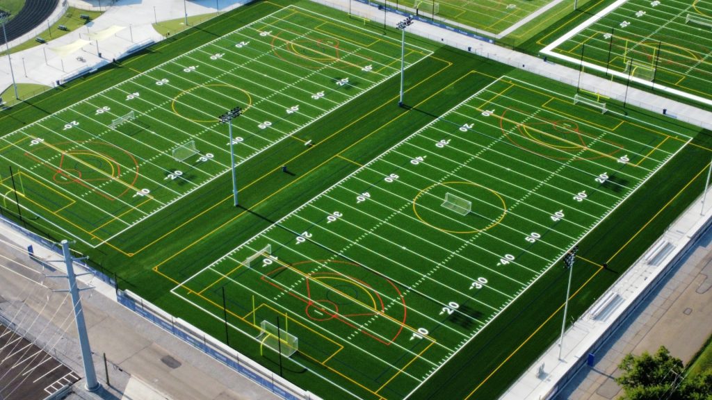 Synthetic Lawn Sports Fields In A Sports Complex