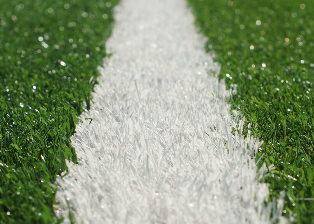 Close Up Of White Line In A Sports Field